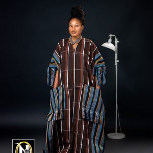 Ghanaian Fringe Maxi Fugu Dress