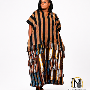 Handwoven Fugu Fringe Raffle Maxi Dress | Authentic Ghanaian African Dress | Nockafriq Vogue