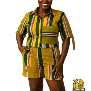 Ghanaian Fugu 2 piece top and hi-low shorts
