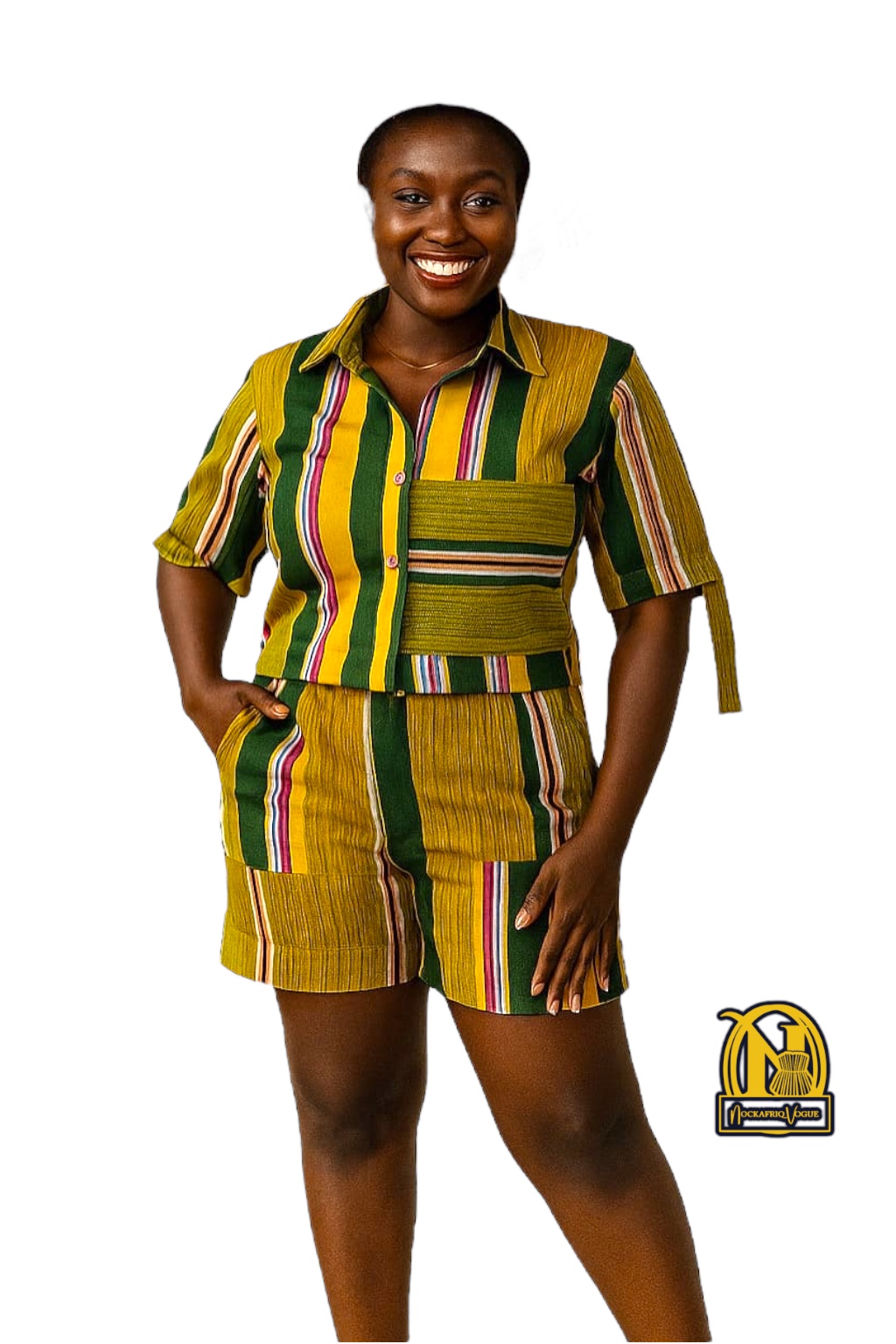 Ghanaian Fugu 2 piece top and hi-low shorts